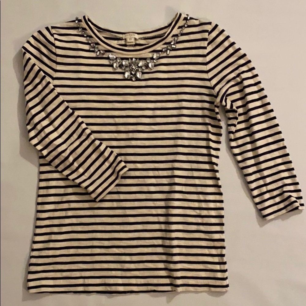 J Crew rhinestone top with 3/4 sleeves